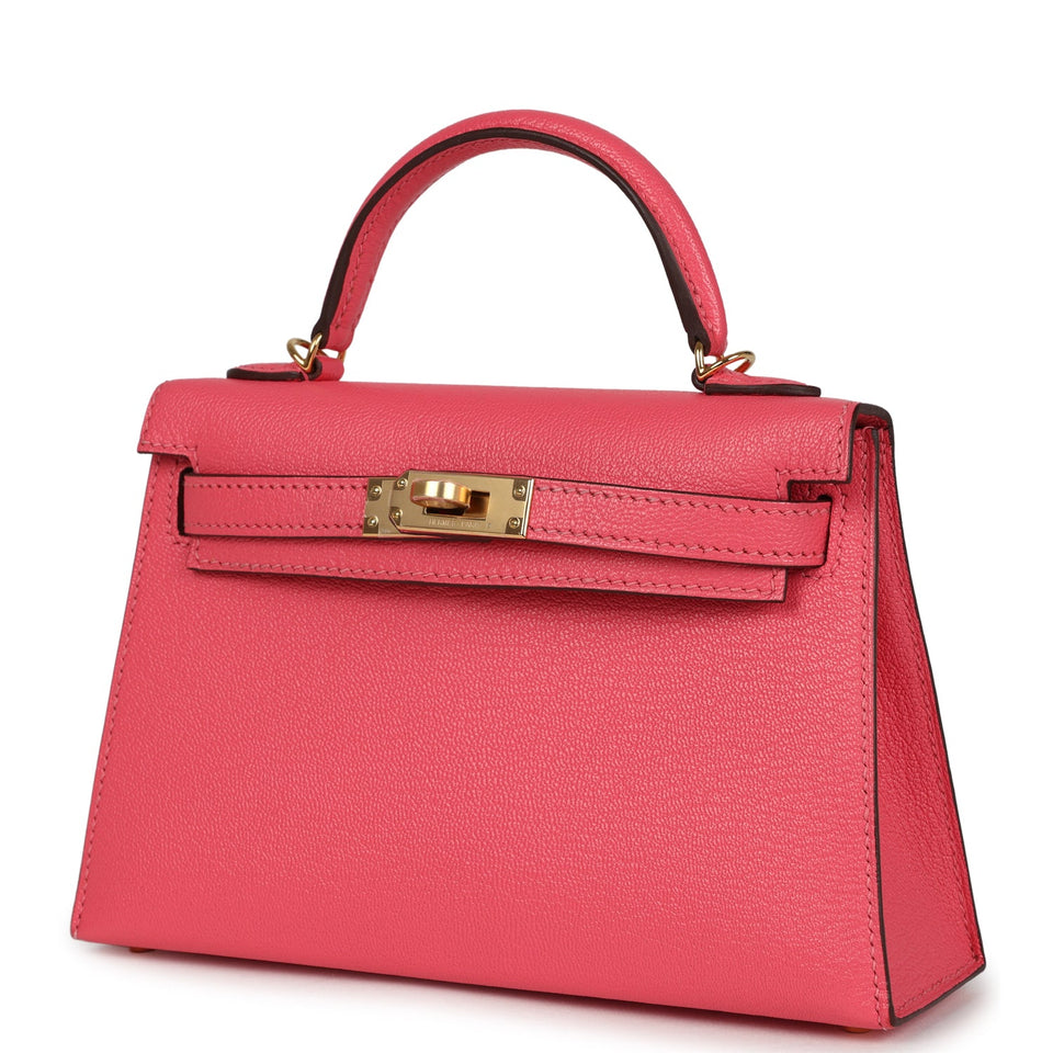 Hermes Kelly Sellier 20 Rose Lipstick Chevre Mysore Gold Hardware