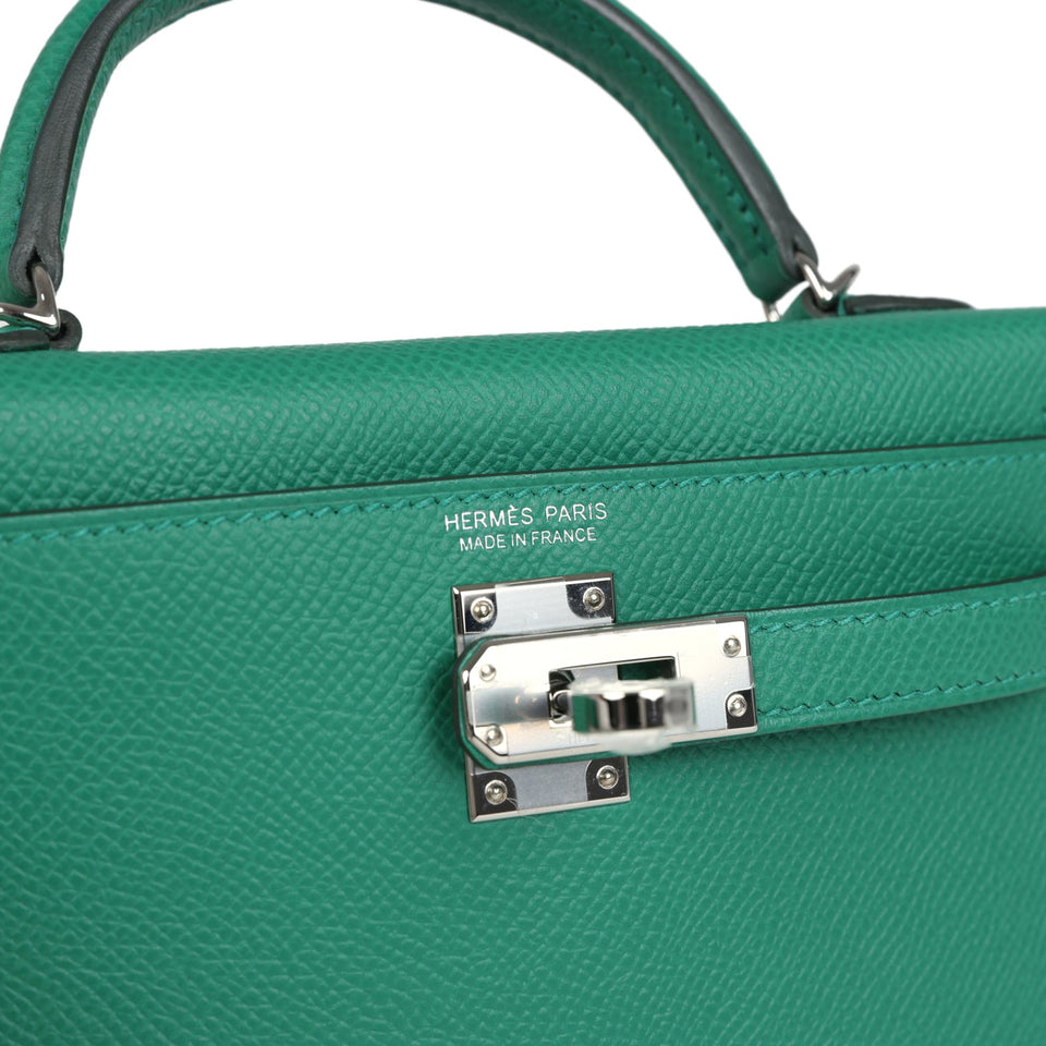 Hermes Kelly Sellier 20 Vert Vertigo Epsom Palladium Hardware