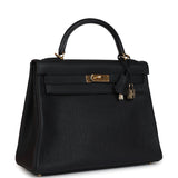 Hermes Kelly Retourne 32 Black Fjord Gold Hardware