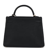 Hermes Kelly Retourne 32 Black Fjord Gold Hardware