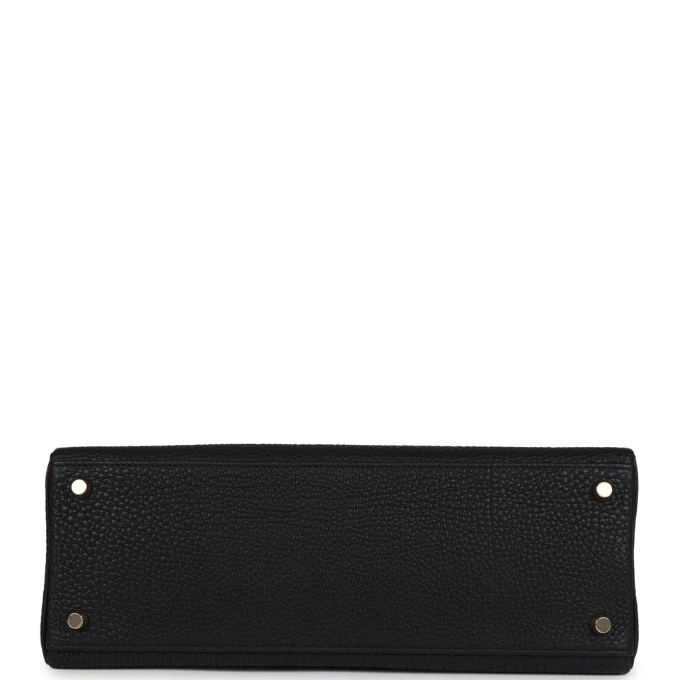 Hermes Kelly Retourne 32 Black Fjord Gold Hardware