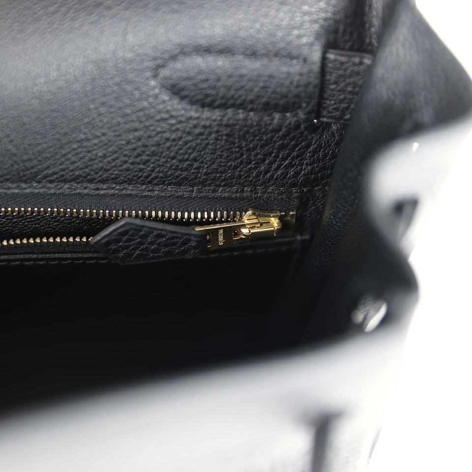 Hermes Kelly Retourne 32 Black Fjord Gold Hardware