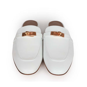 Hermes Oz Mule White Calfskin Rose Gold Hardware 40.5