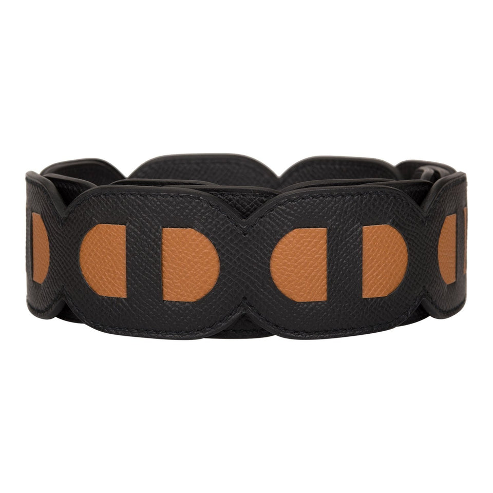 Hermes Black and Gold Epsom Maillons Shoulder Strap 109cm