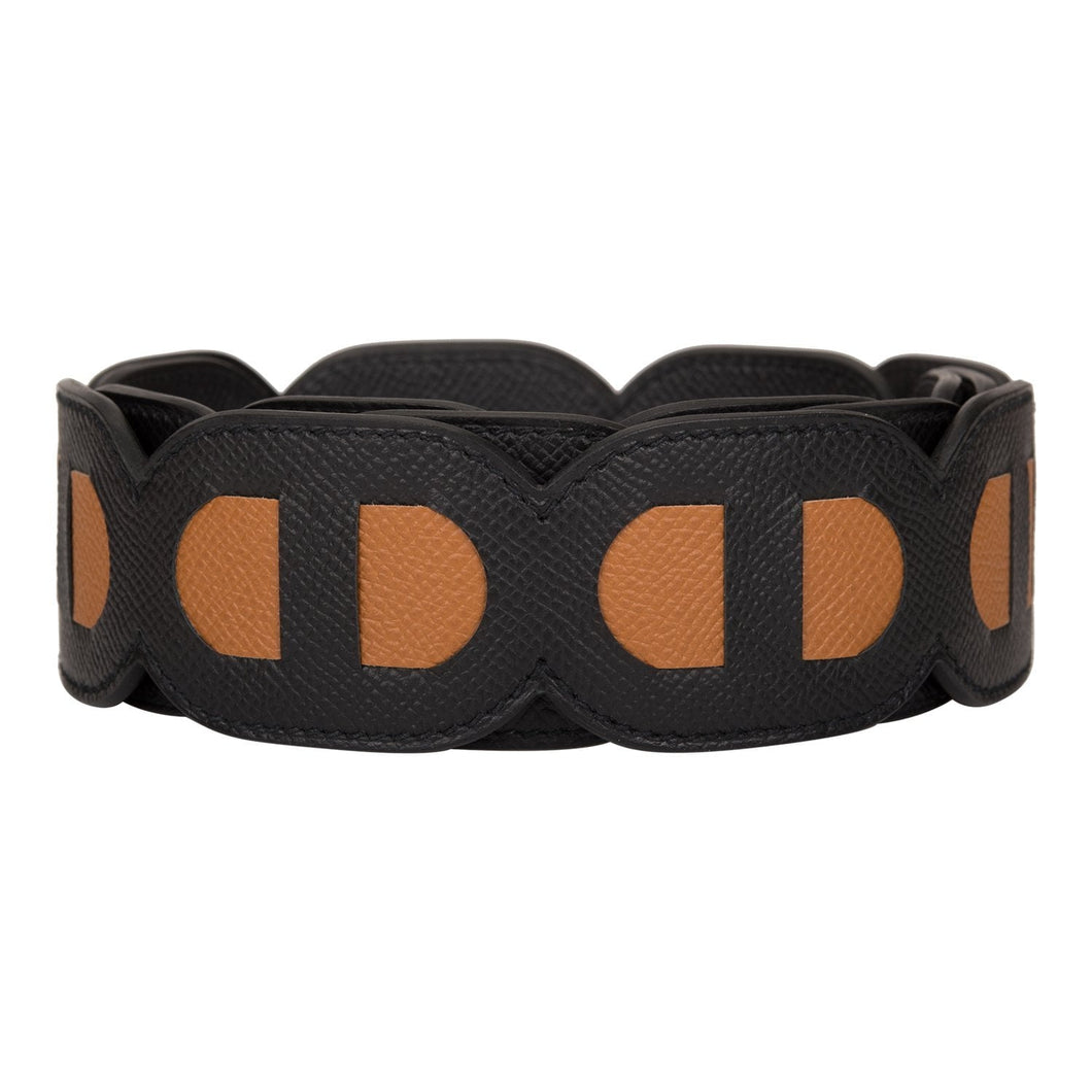 Hermes Black and Gold Epsom Maillons Shoulder Strap 109cm