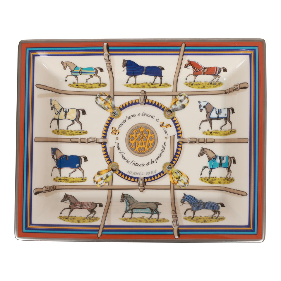 Hermes "Couvertures Et Tenues De Jour" Porcelain Change Tray