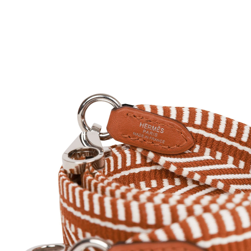 Hermes 25mm Ecru, Beige and Gold Sangle ZigZag (Strap) 85cm