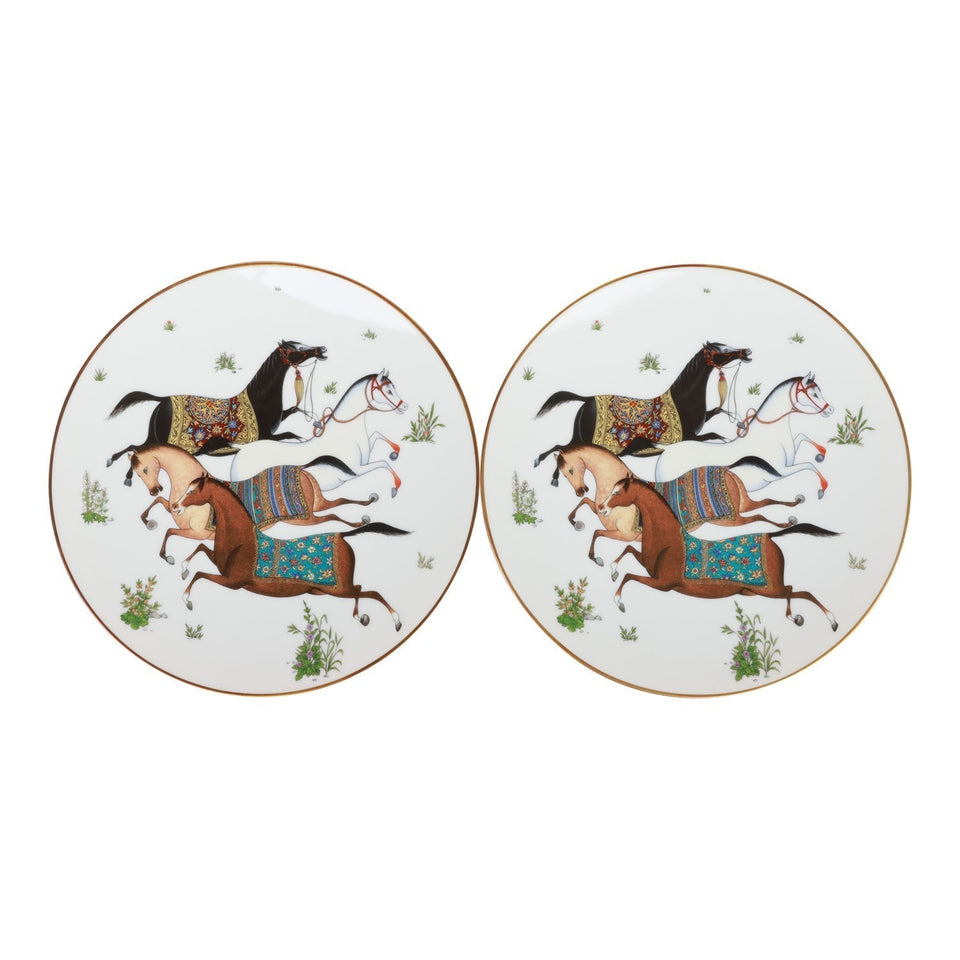 Hermes "Cheval D'Orient" Porcelain Desert Plate Set