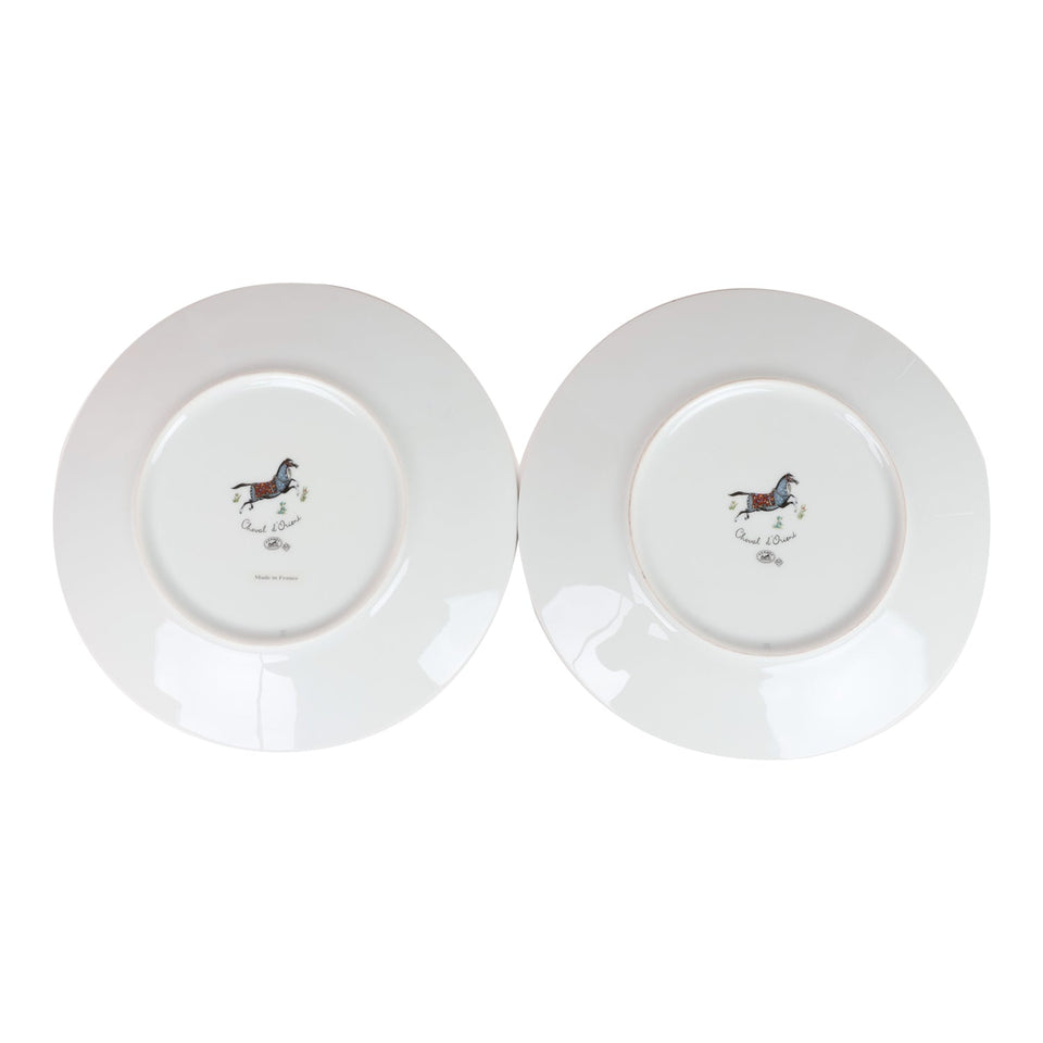 Hermes "Cheval D'Orient" Porcelain Desert Plate Set