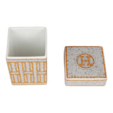 Hermes "Mosaique Au 24" Gold Porcelain Tea Sugar Box Small