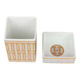 Hermes "Mosaique Au 24" Gold Porcelain Tea Sugar Box Small