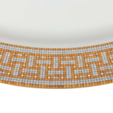 Hermes "Mosaique Au 24" Gold Porcelain Oval Large Platter