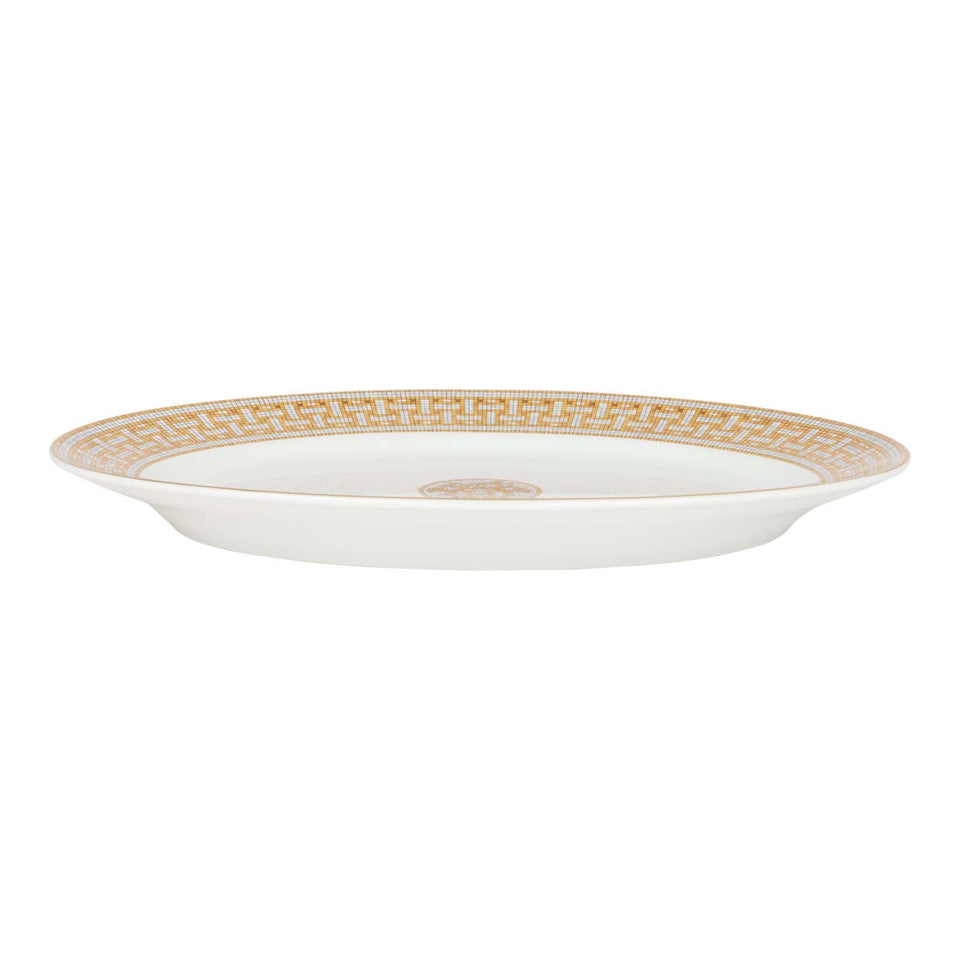 Hermes "Mosaique Au 24" Gold Porcelain Oval Large Platter