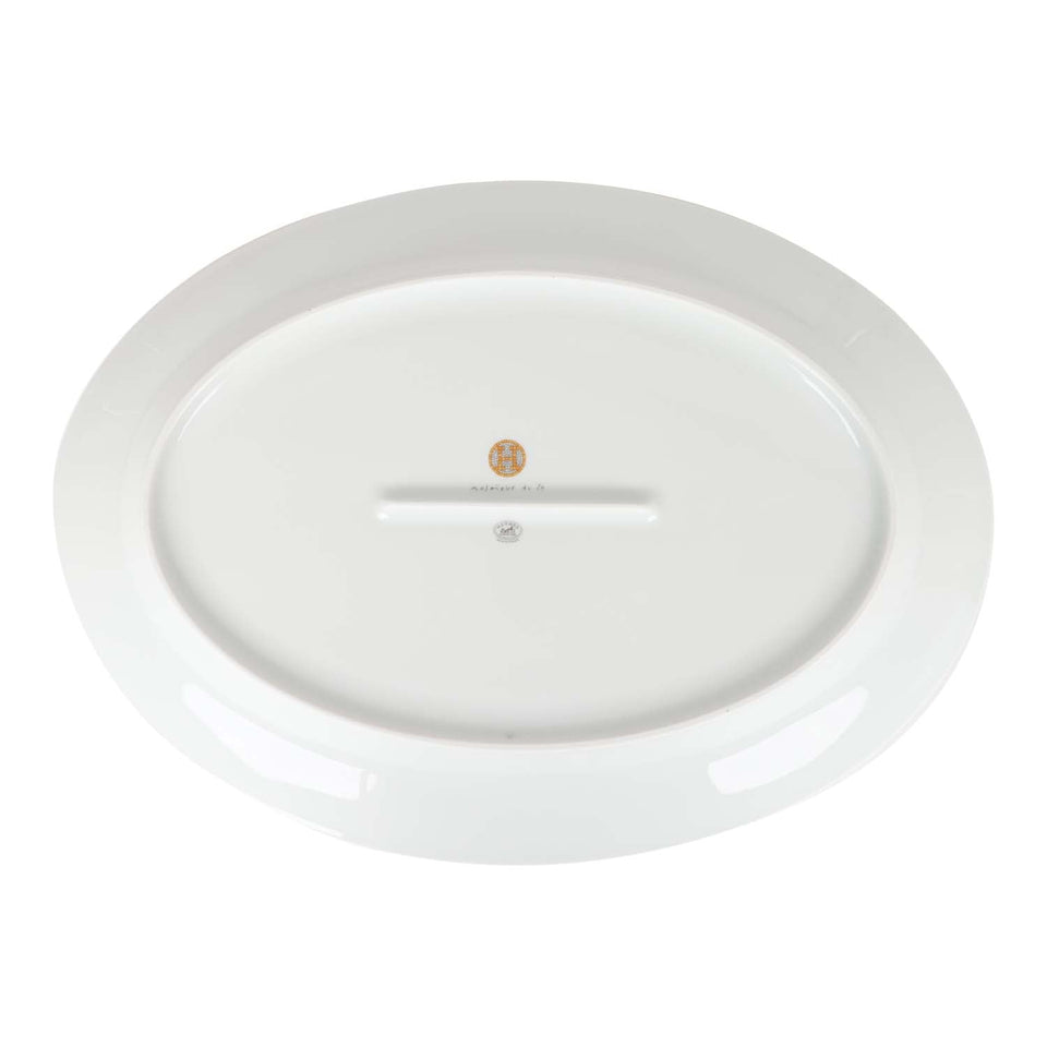 Hermes "Mosaique Au 24" Gold Porcelain Oval Large Platter