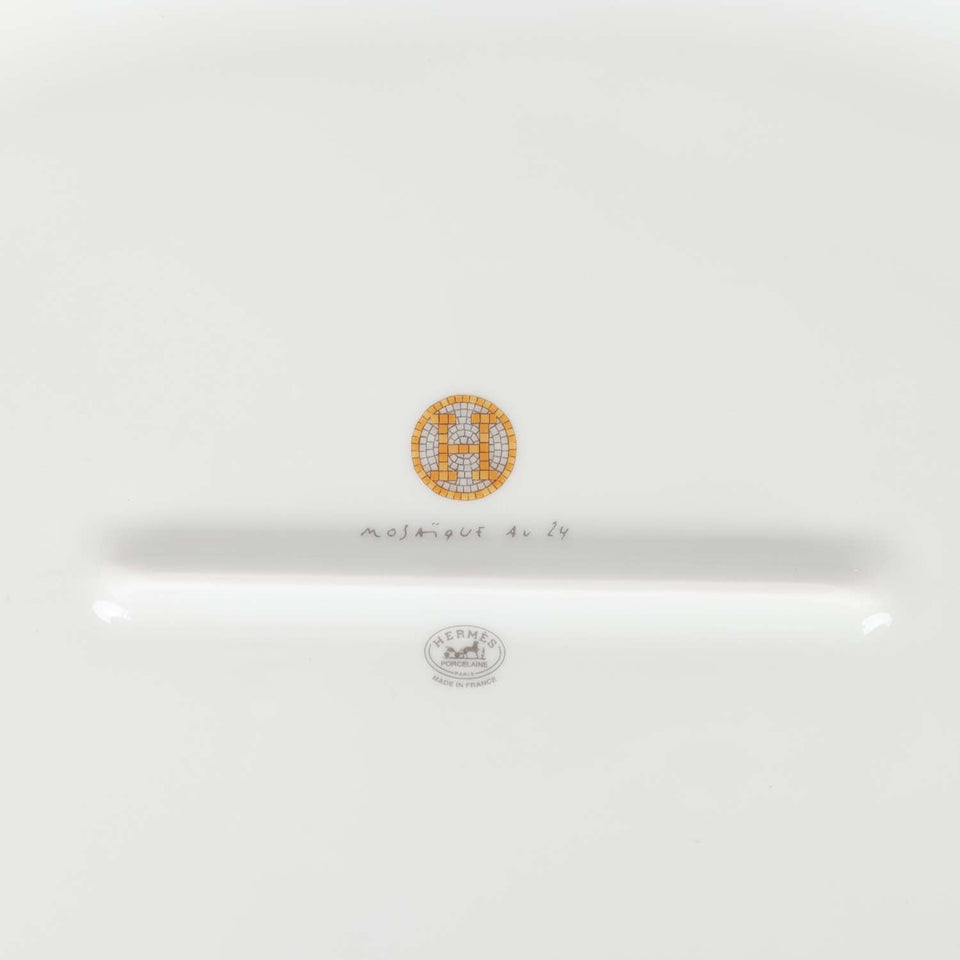 Hermes "Mosaique Au 24" Gold Porcelain Oval Large Platter