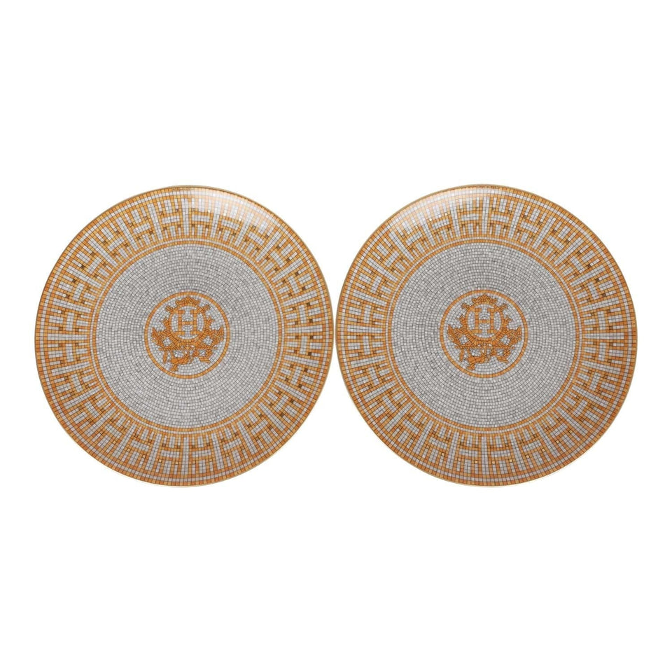 Hermes "Mosaique Au 24" Gold Dessert Plate Set
