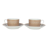 Hermes "Mosaique Au 24" Gold Porcelain Tea Cup And Saucer Set