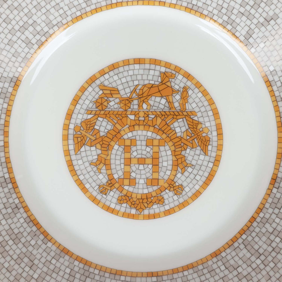 Hermes "Mosaique Au 24" Gold Porcelain Tea Cup And Saucer Set