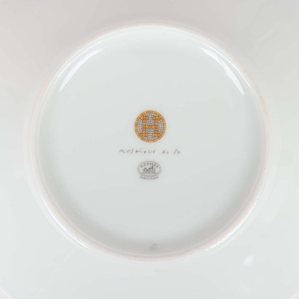 Hermes "Mosaique Au 24" Gold Porcelain Tea Cup And Saucer Set