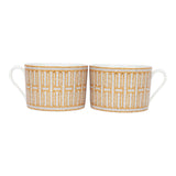 Hermes "Mosaique Au 24" Gold Porcelain Tea Cup And Saucer Set