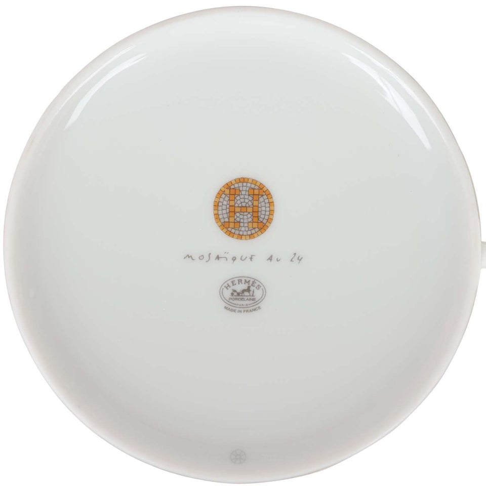 Hermes "Mosaique Au 24" Gold Porcelain Tea Cup And Saucer Set