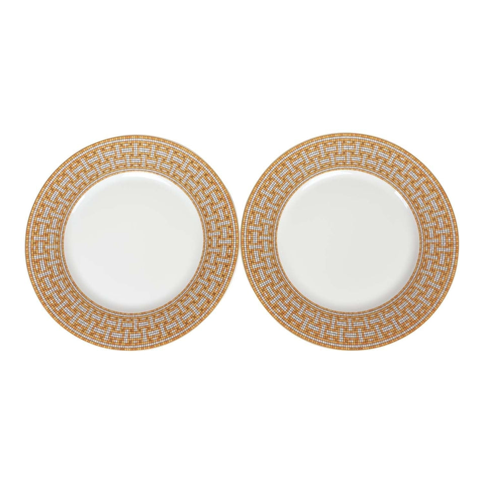 Hermes "Mosaique Au 24" Gold Dinner Plate Set