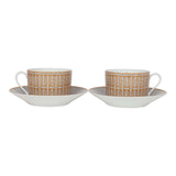 Hermes "Mosaique Au 24" Gold Porcelain Tea Cup and Saucer Set