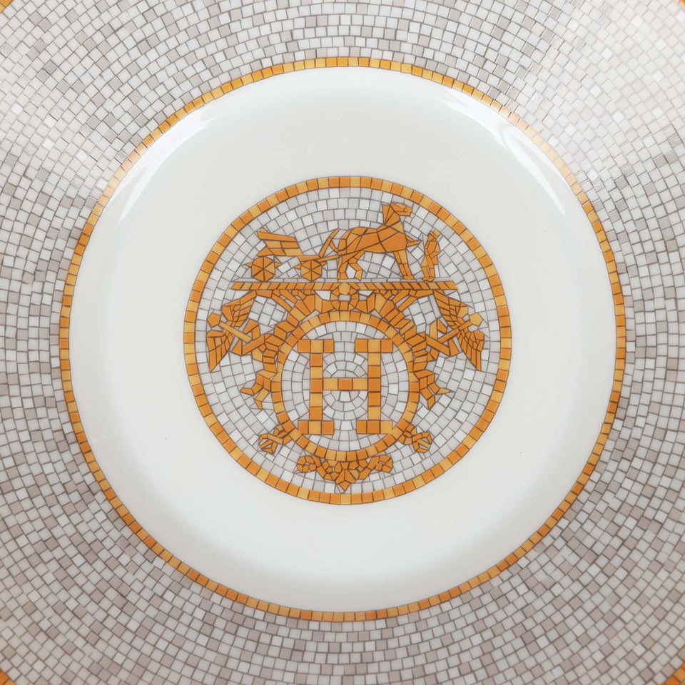 Hermes "Mosaique Au 24" Gold Porcelain Tea Cup and Saucer Set