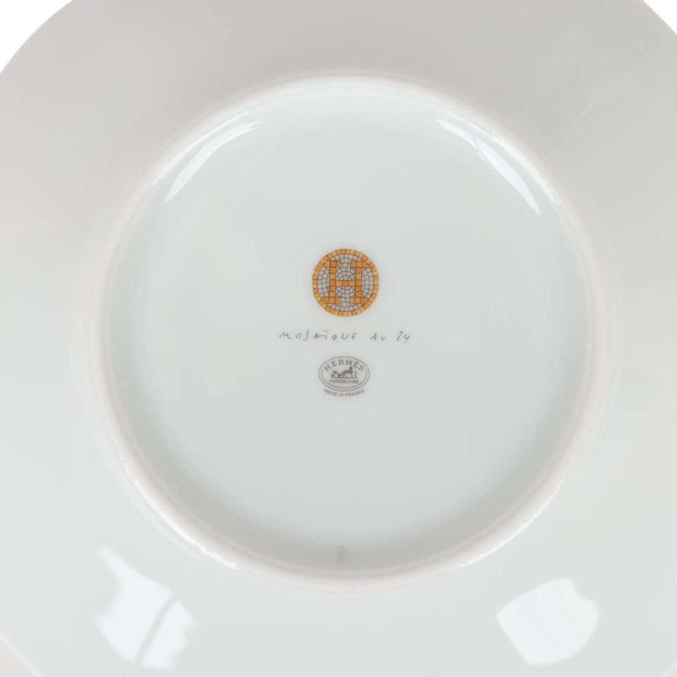 Hermes "Mosaique Au 24" Gold Porcelain Tea Cup and Saucer Set