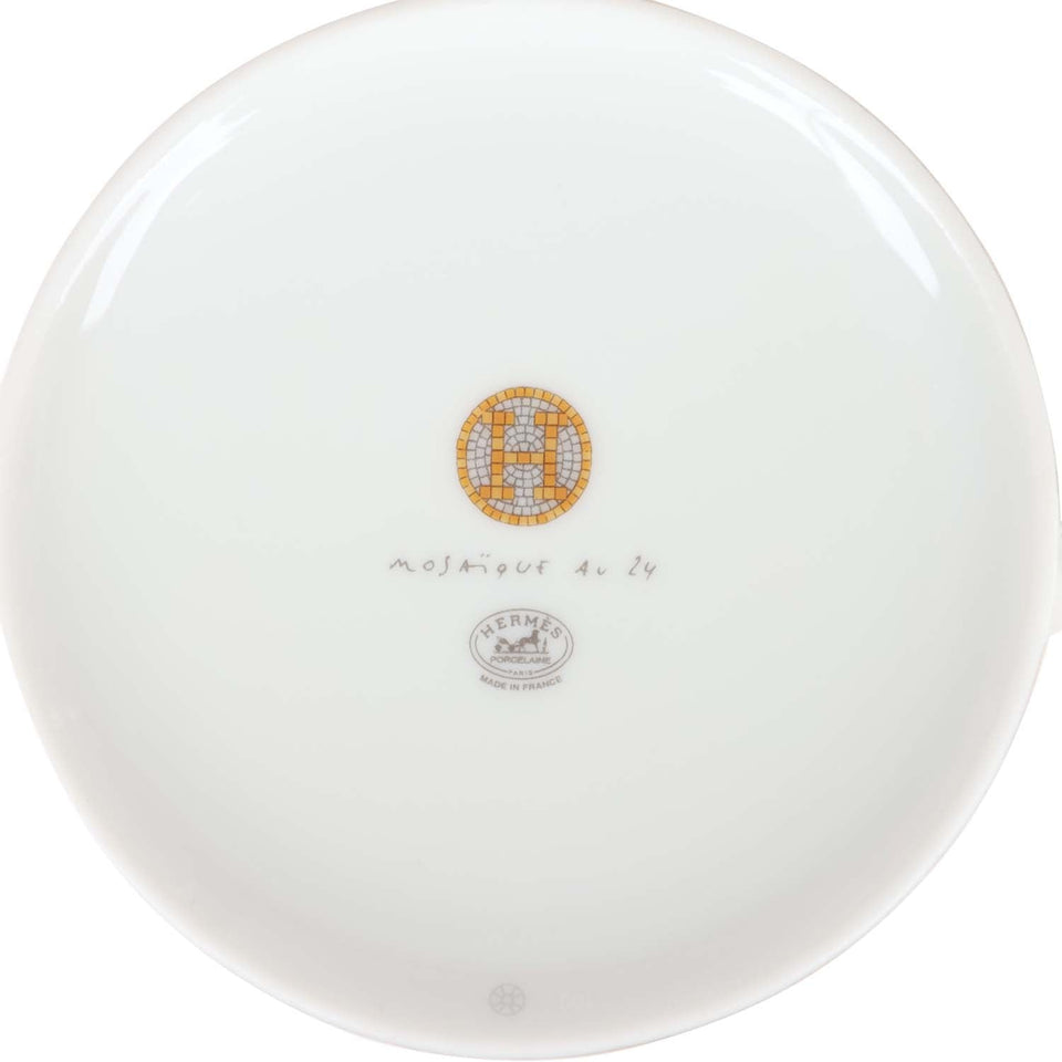 Hermes "Mosaique Au 24" Gold Porcelain Tea Cup and Saucer Set