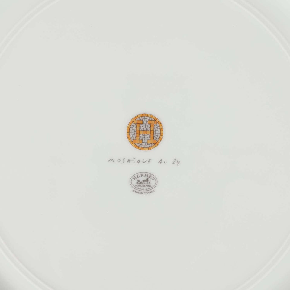 Hermes "Mosaique Au 24" Gold Porcelain Presentation Plate Set