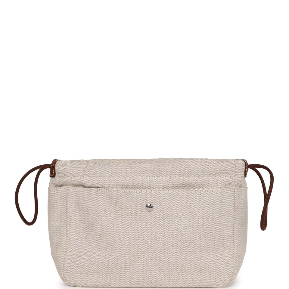 Hermes Fourbi 25 Pouch Naturel and Fauve Canvas and Barenia Calfskin Palladium Hardware