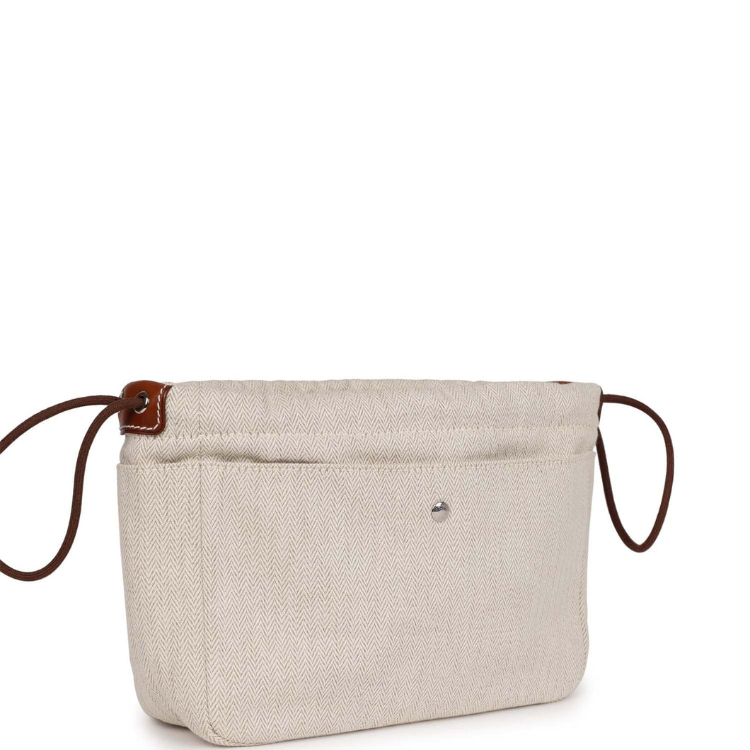 Hermes Fourbi 25 Pouch Naturel and Fauve Canvas and Barenia Calfskin Palladium Hardware