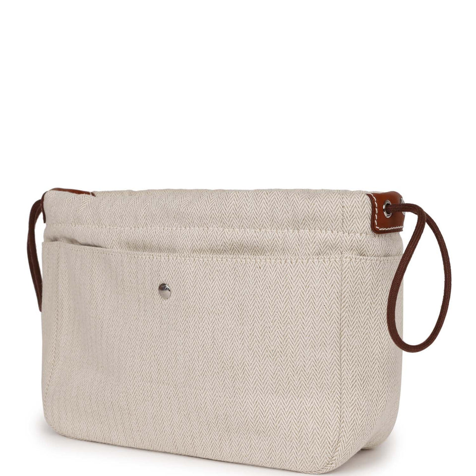 Hermes Fourbi 25 Pouch Naturel and Fauve Canvas and Barenia Calfskin Palladium Hardware