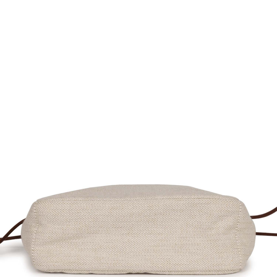 Hermes Fourbi 25 Pouch Naturel and Fauve Canvas and Barenia Calfskin Palladium Hardware