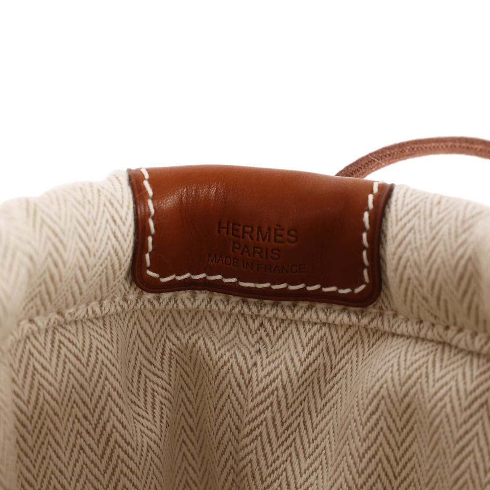 Hermes Fourbi 25 Pouch Naturel and Fauve Canvas and Barenia Calfskin Palladium Hardware