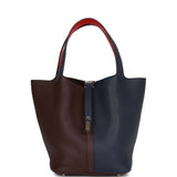 Hermes Picotin Lock 22 Casaque Bleu Nuit, Framboise and Rouge Sellier Clemence Palladium Hardware