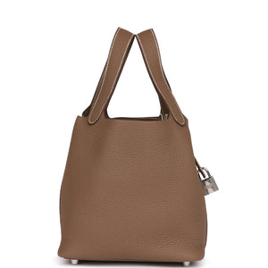 Hermes Etoupe Clemence Picotin Lock 18cm Palladium Hardware