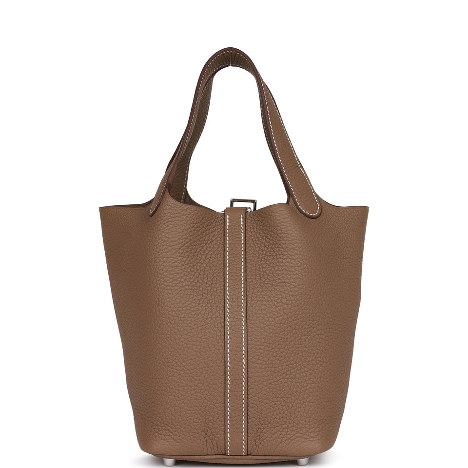 Hermes Etoupe Clemence Picotin Lock 18cm Palladium Hardware