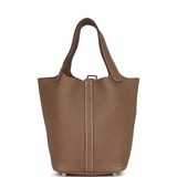 Hermes Etoupe Clemence Picotin Lock 18cm Palladium Hardware