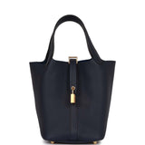 Hermes Picotin Lock 18 Bleu Nuit Clemence Gold Hardware