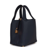 Hermes Picotin Lock 18 Bleu Nuit Clemence Gold Hardware