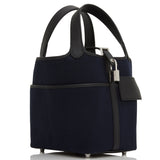 Hermes Picotin Cargo 18 Bleu Marine and Black Swift and Toile Canvas Palladium Hardware