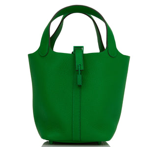 Hermes Monochrome Picotin 18 Bambou Clemence Green Hardware