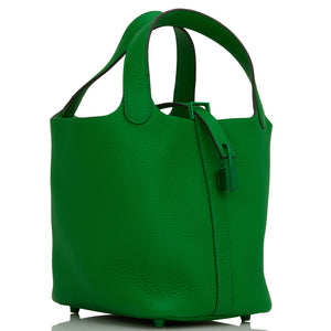 Hermes Monochrome Picotin 18 Bambou Clemence Green Hardware