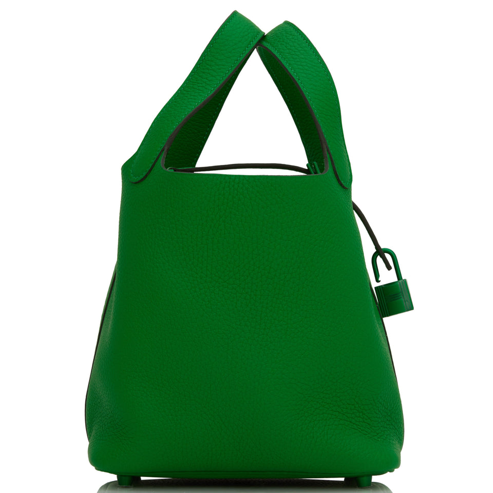 Hermes Monochrome Picotin 18 Bambou Clemence Green Hardware