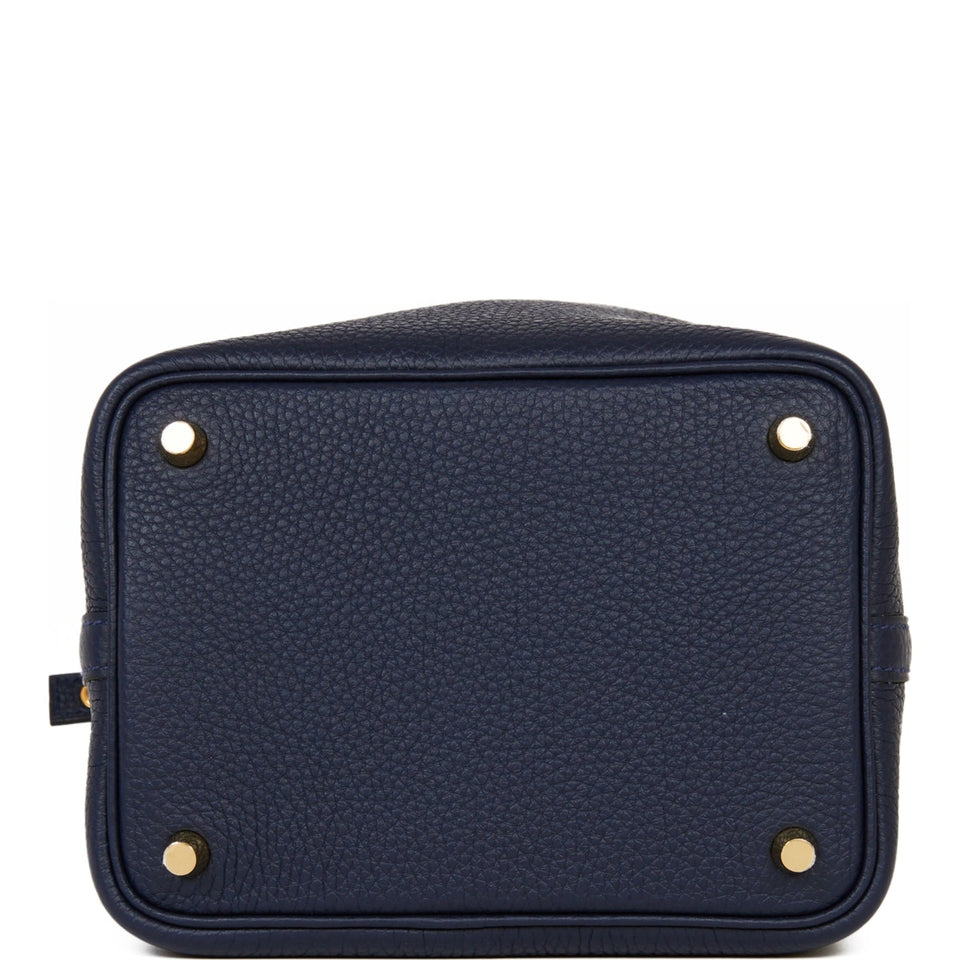 Hermes Picotin Lock 18 Bleu Nuit Clemence Gold Hardware