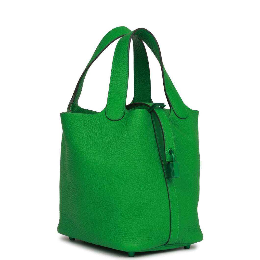 Hermes Monochrome Picotin 18 Bambou Clemence Green Hardware