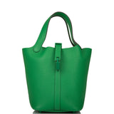 Hermes Monochrome Picotin 18 Bambou Clemence Green Hardware