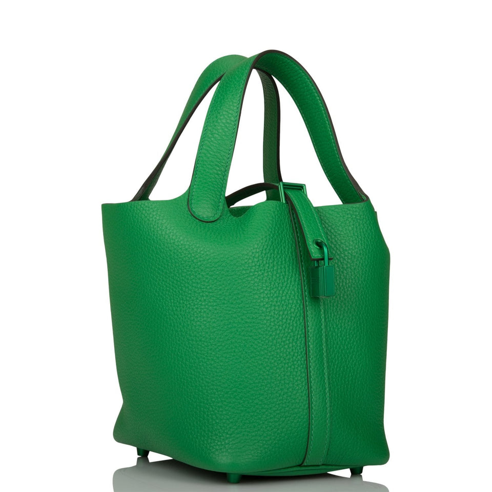 Hermes Monochrome Picotin 18 Bambou Clemence Green Hardware